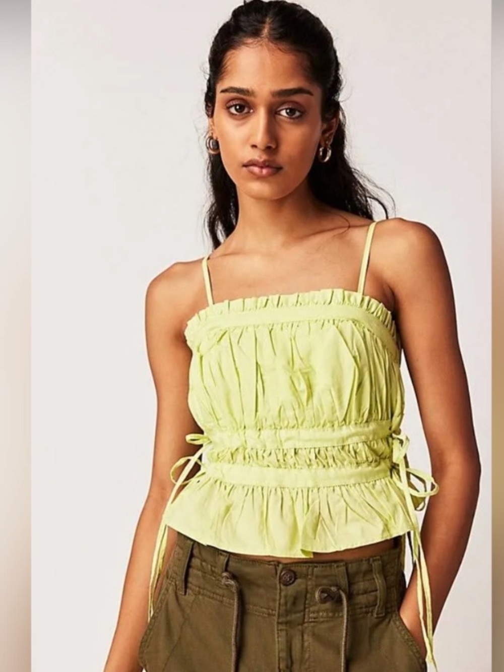 Free People Gabby Tube Top Tank Corset Inspired Yellow Boho Size Small